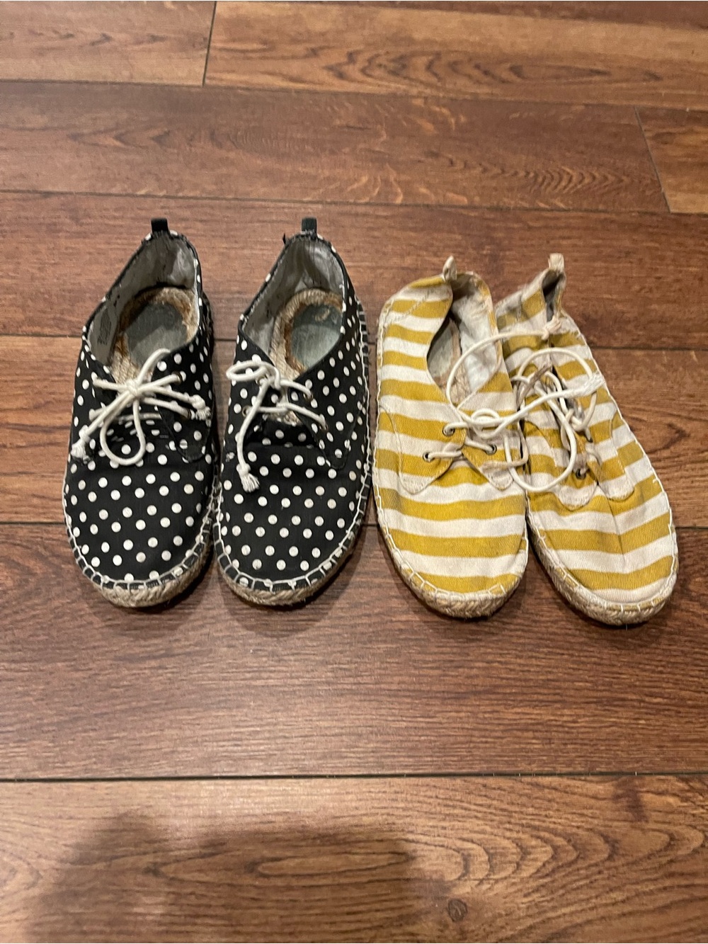 GAP 2 Espadrilles woman’s size 8- Yellow/orange Stripe & Black Polka Dot
